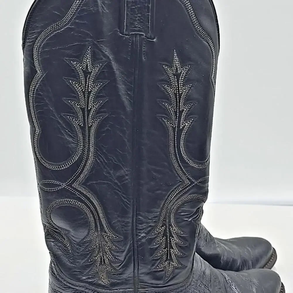 Tony‎ Lama Mens Western Boots Size 8 D Leather Cowboy Black On Black
